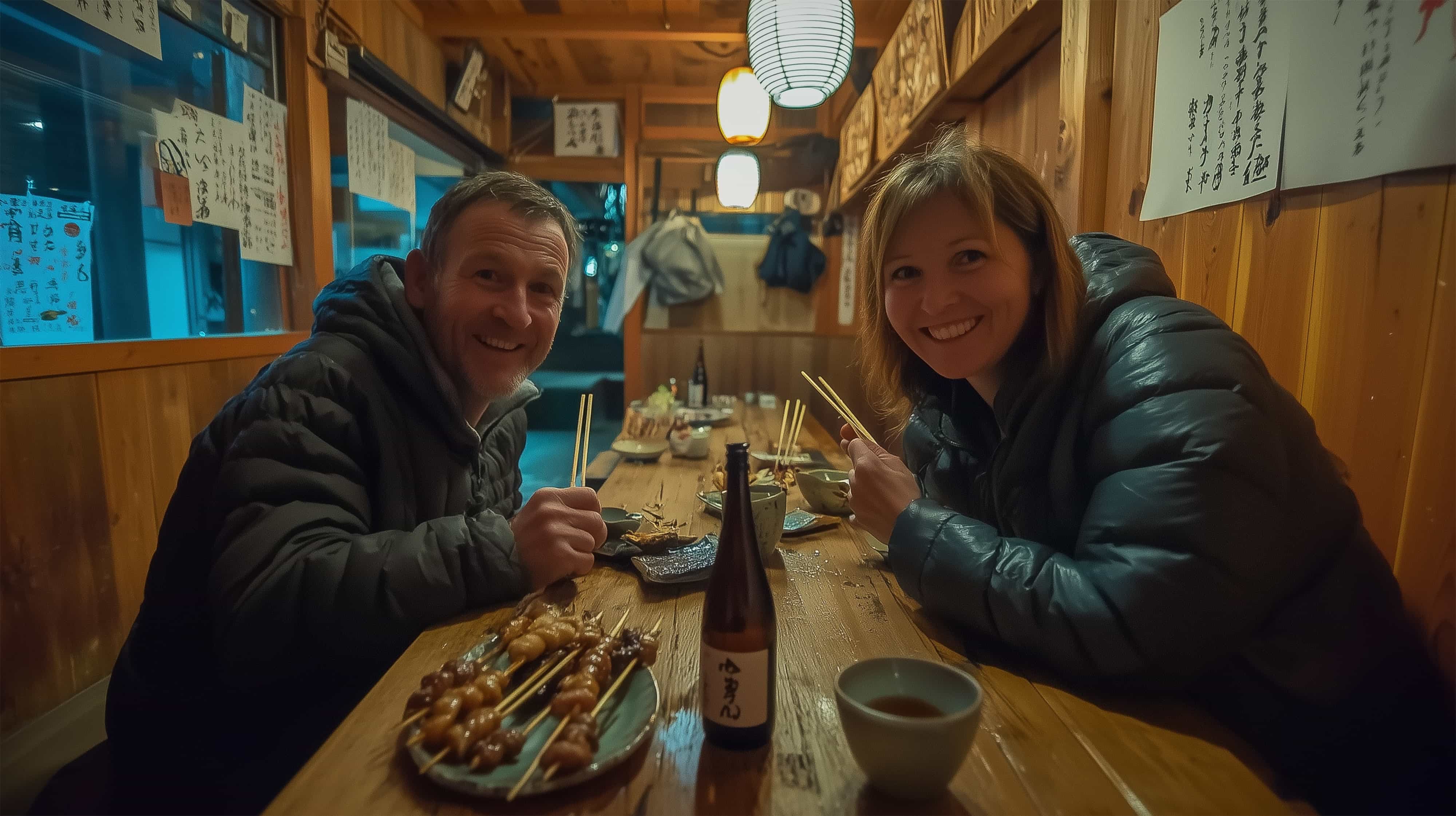 Travelers experiencing stomach issues while enjoying Japanese food